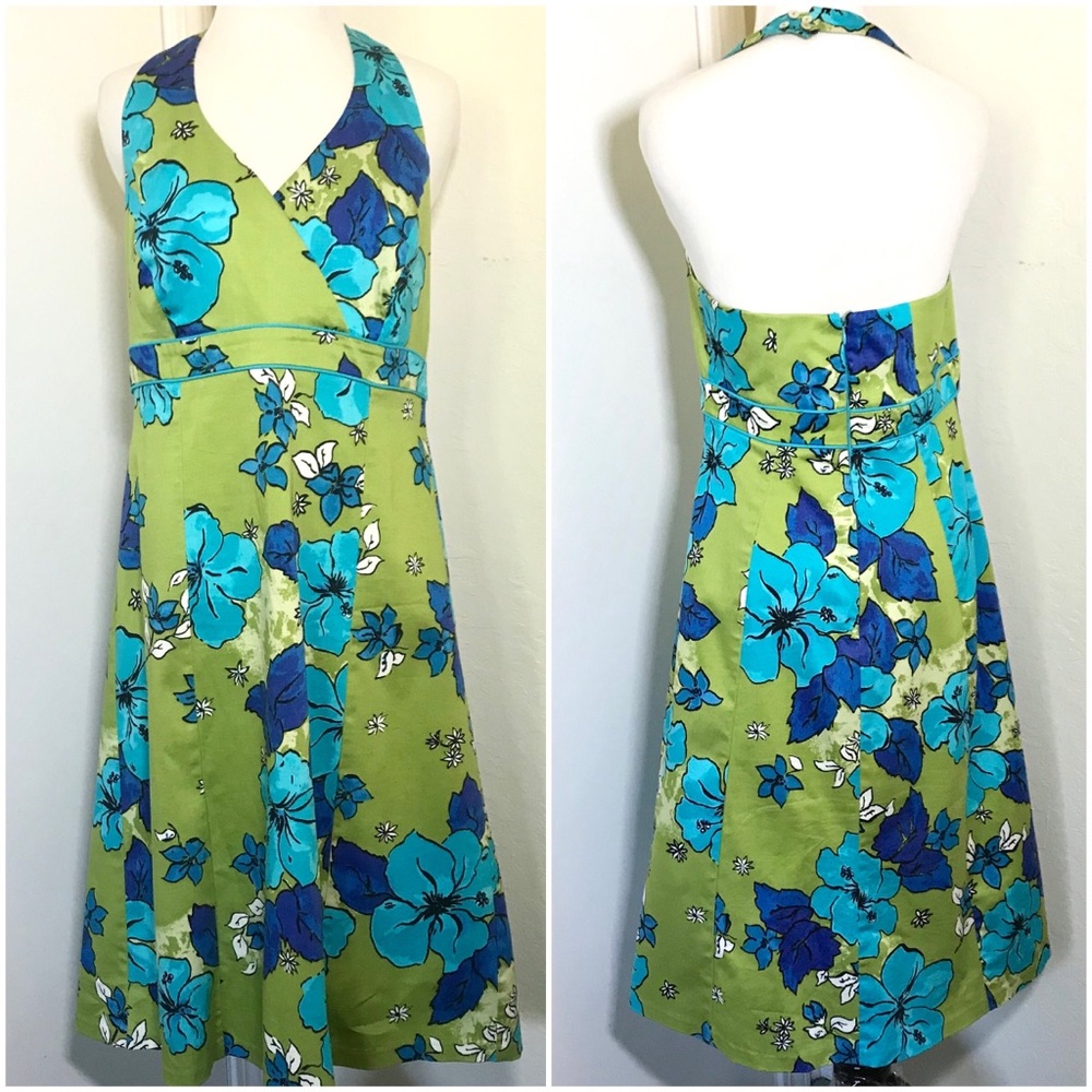 Ombré Halter Summer Dress with Vibrant Floral